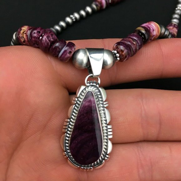 Women's Gift Navajo Purple Necklace Pendant Ln 22 - Picture 11 of 12